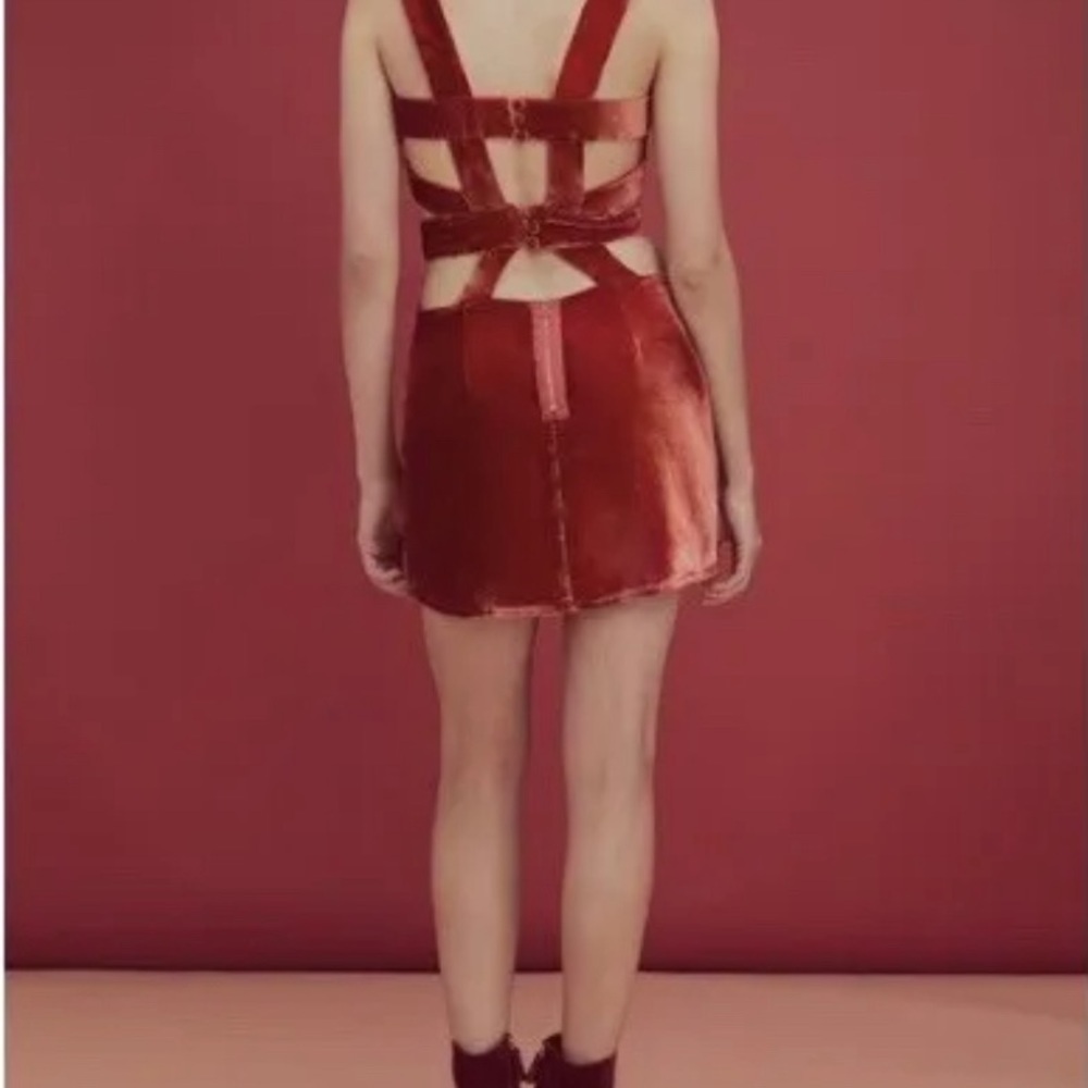 For Loves and Lemons Red Velvet Cutout Mini dress - Picture 5 of 8